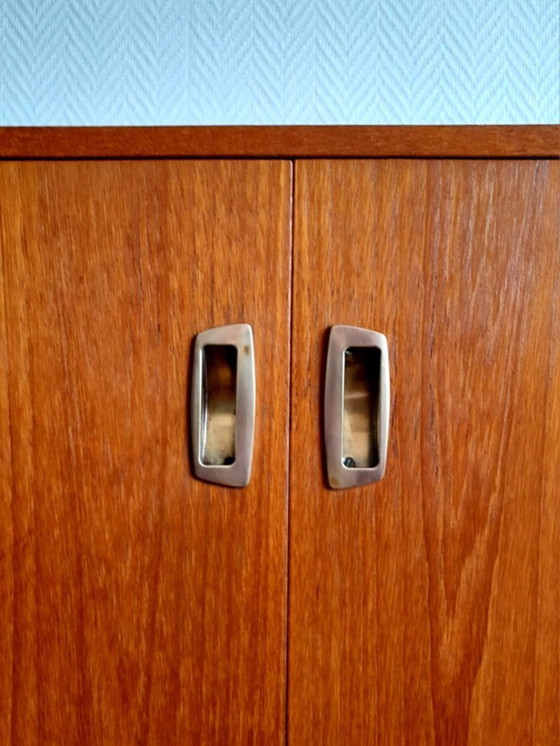 Image 1 of Mid-century vintage cherry wood shoe cabinet