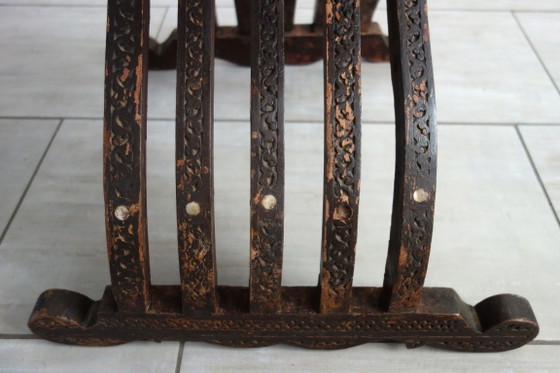 Sedia curule siriana noce e madreperla XIX secolo – Sedie da camera, Legno, Altro (photo 13 of 15)