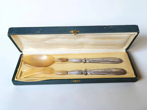 Couverts à salade argentés – Art Deco (photo 10 of 11)