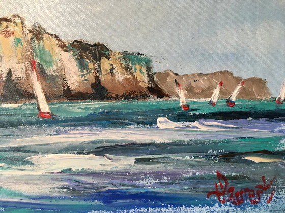 Image 1 of Philippe LAURENT - Sailboats in Normandy - Artist's Painting