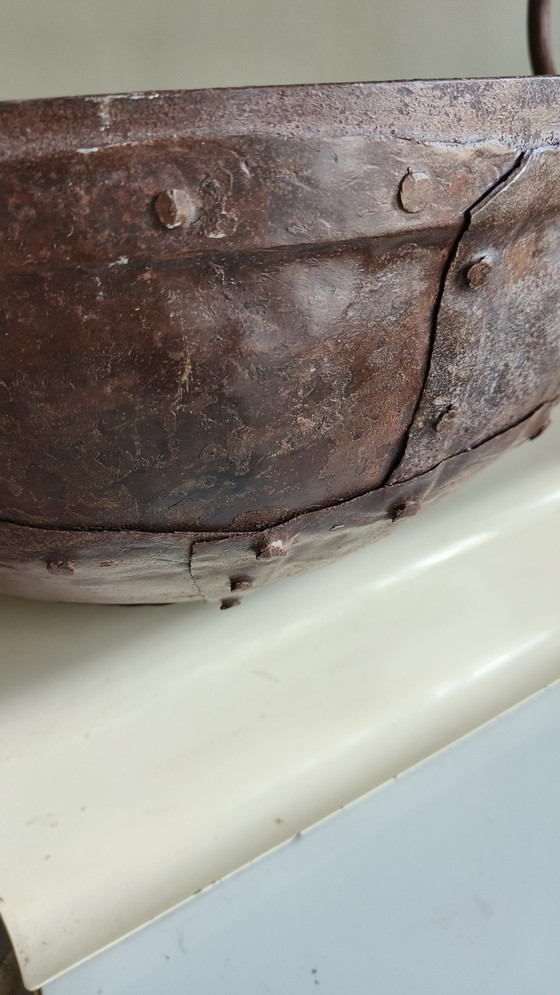 Image 1 of 2 braciere vintage in ferro battuto con padella rivettata