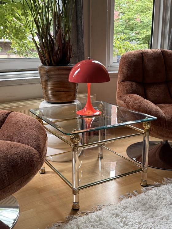 2 Unique Large Vintage Side tables Hollywood Regency-style/Mid Century Modern – Glass, Plexiglass (photo 5 of 15)