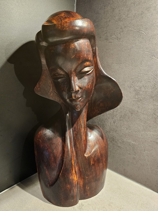 Houten borstbeeld – ca. 1950-1970
