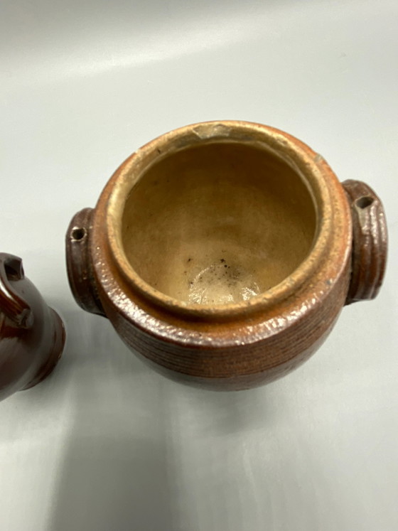 2 antique brown stoneware storage pots - late 19th / early 20th century – Crockery (photo 5 of 7)