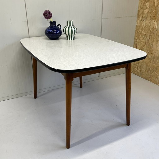 Vintage midcentury dining table extension formica wood
