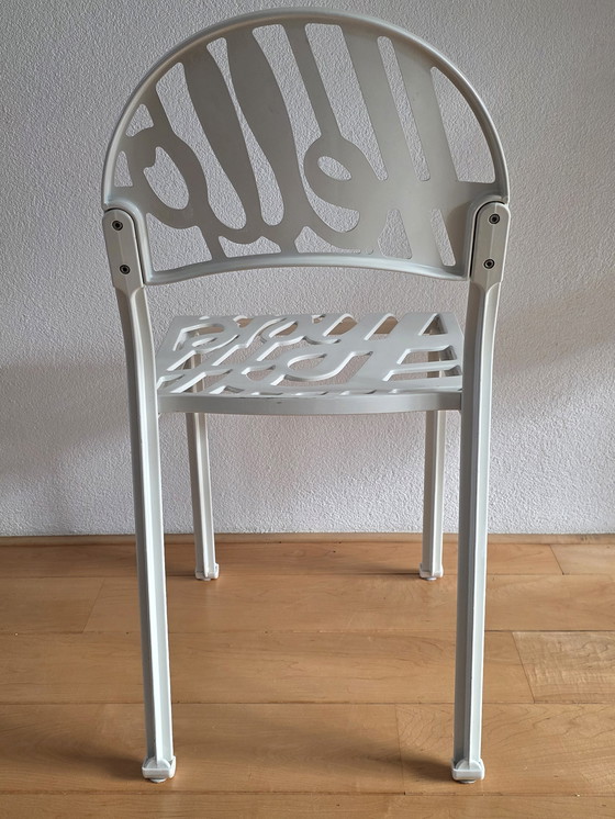 Image 1 of 2 white aluminum "Hello There" chairs designed in 1978 by Jeremy Harvey