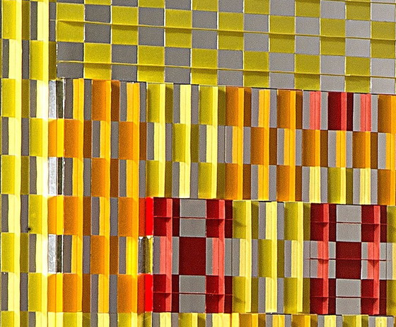 Image 1 of Françoise Luciani Orangefarbene Schachbrett-Collage aus Papier