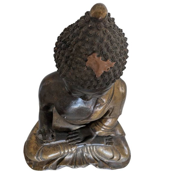 Buda chino sentado con rastros de dorado y marca de laca estampada, lote 190 – Esculturas, Bronze (photo 10 of 15)