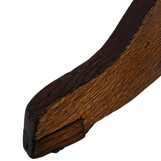 Image 1 of Silla de capitán de madera curvada - Montada sobre una base giratoria - Asiento verde, base de hierro fundido