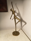 Vintage design modernist stylized brass sculpture of a ballerina dancer