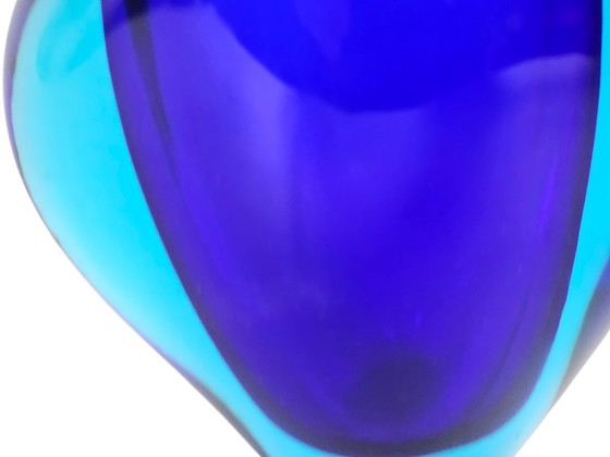 Image 1 of Murano – Flavio Poli – Vase „Knospe“ – Aquamarin und Kobaltblau – Italien – 1960er Jahre