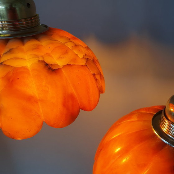 Set de Suspensions Vintage en Marbre Marron, Rouge, Ambre – Marble, Metal (photo 21 of 23)