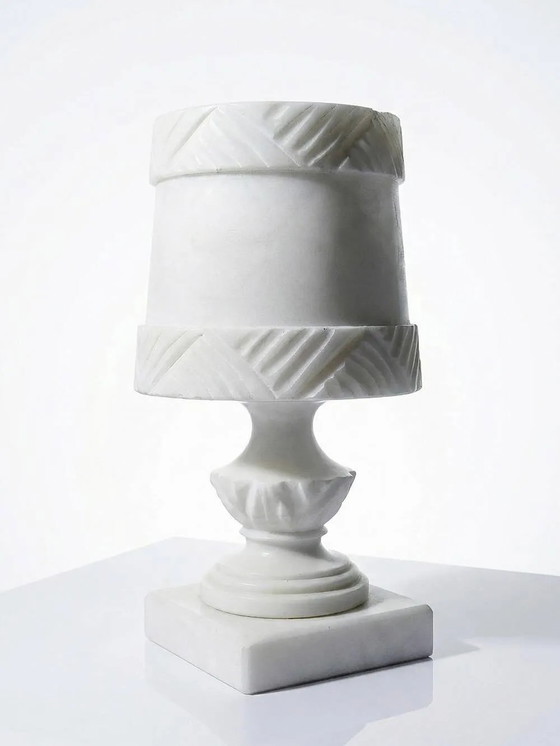 White sculpted alabaster night light, classic style, circa . – Table lamps, Marble (photo 2 of 15)
