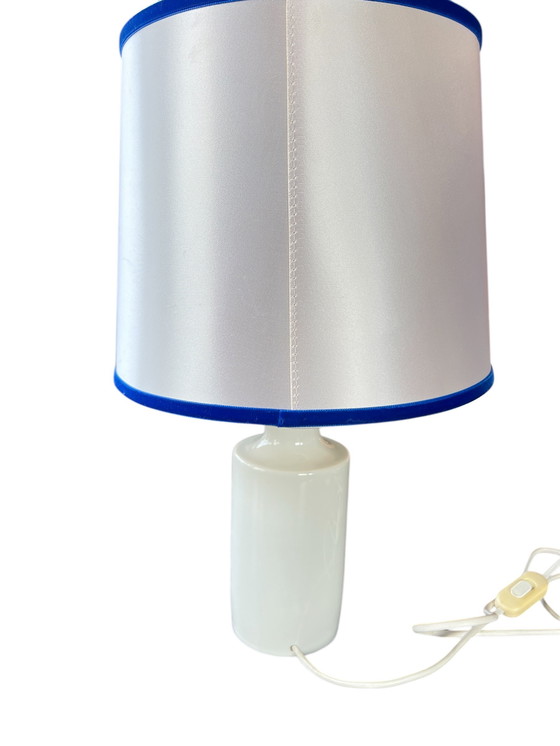 Image 1 of Fog & Mørup design tafellamp van Kai Lange in Royal Copenhagen porselein met zilveren distel en in hoogte verstelbare kap