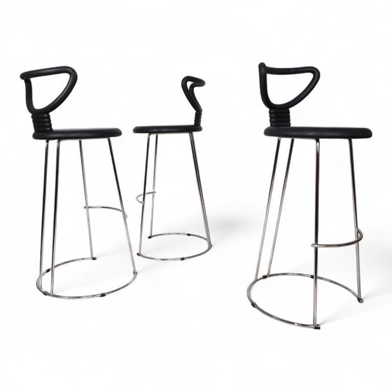 Image 1 of Fasem Italia 3-piece set of postmodern bar stools by Nobu Tanigawa, 1990