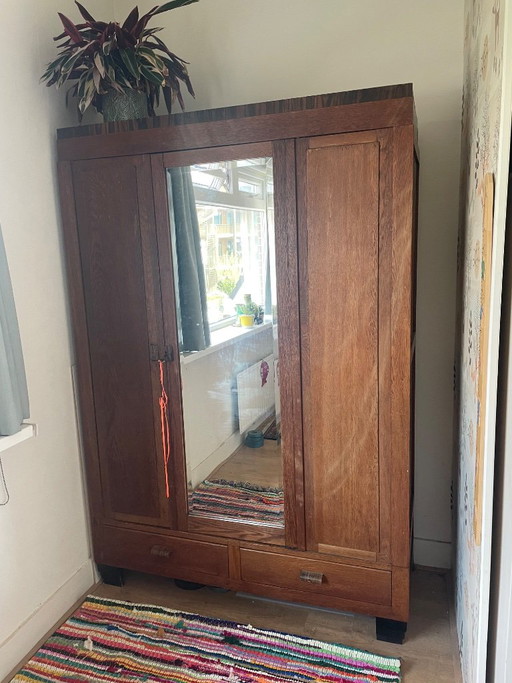 Magnifique armoire/placard à linge Art Déco ancien (années 1930) – Démontable – kledingkasten, Wood