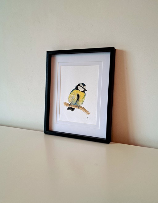 Peinture à l'aquarelle Mésange bleue