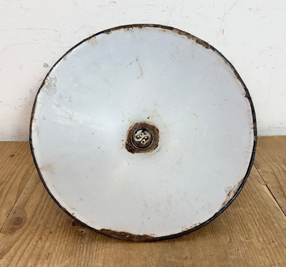 Image 1 of Lampada a sospensione industriale in smalto blu scuro, stile britannico, anni '50