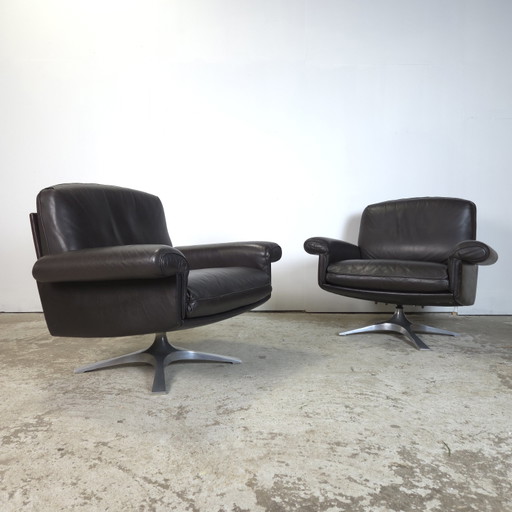 Fauteuils lounge pivotants en cuir De Sede DS-31, design vintage des années 1960