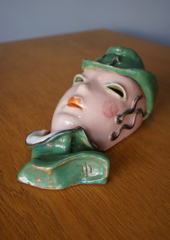 Image 1 of Art Deco signed Ceramic Mask by Domien Ingels 1930s