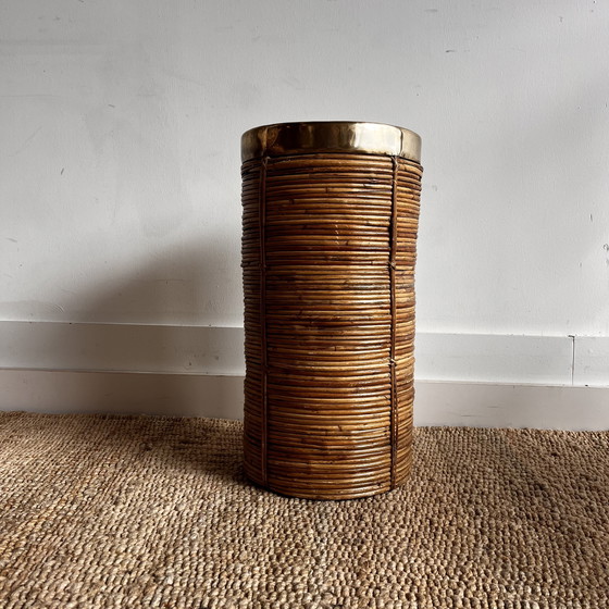 Image 1 of Rotan messing Portaombrelli cestino Vaso Gabriella Crespi Style