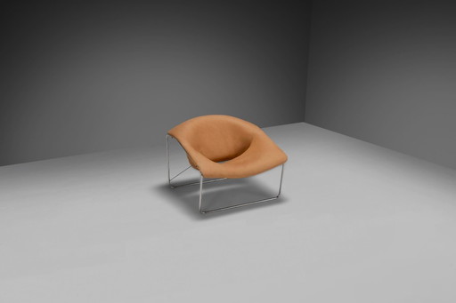 Sedia Olivier Mourgue Cubique in pelle e cromo di Airborne, Francia 1968v