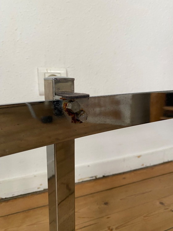 Image 1 of Italian design oval coffee table structure in chrome and smoked glass