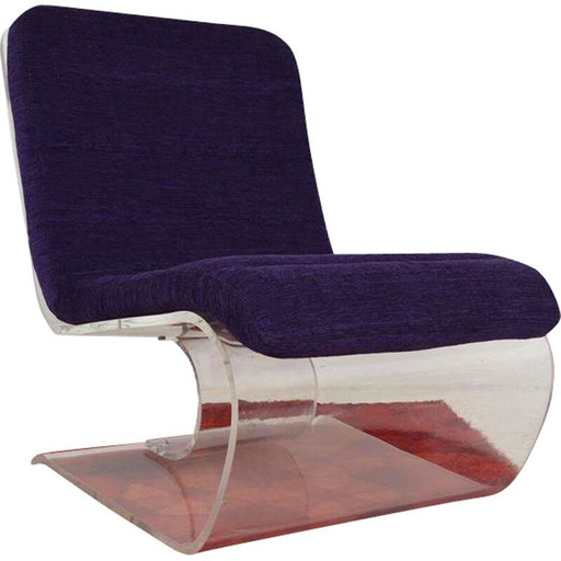 Poltrona vintage in velluto "Space Age", 1970