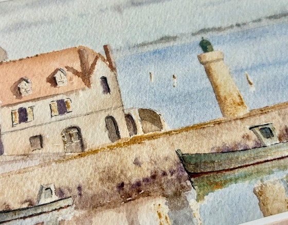 Image 1 of Watercolor painting of the Port of Sauzon, Belle-Île-en-Mer