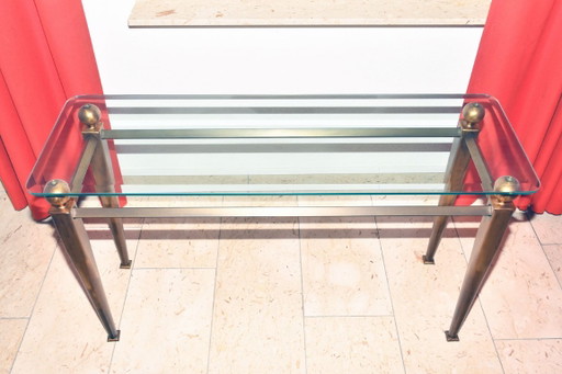 Table d'appoint exclusive en métal couleur bronze et verre, 120 x 70 x 40 cm – bijzettafels, rvs (photo 2 of 5)