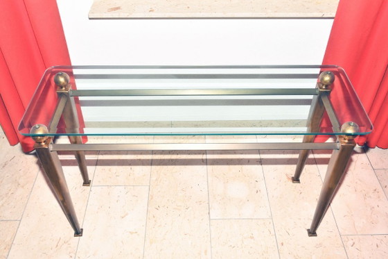 Table d'appoint exclusive en métal couleur bronze et verre, 120 x 70 x 40 cm – Tables d'appoint, rvs (photo 2 of 5)