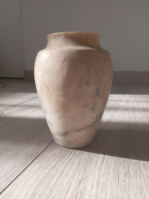 White/cream alabaster vase, decorative