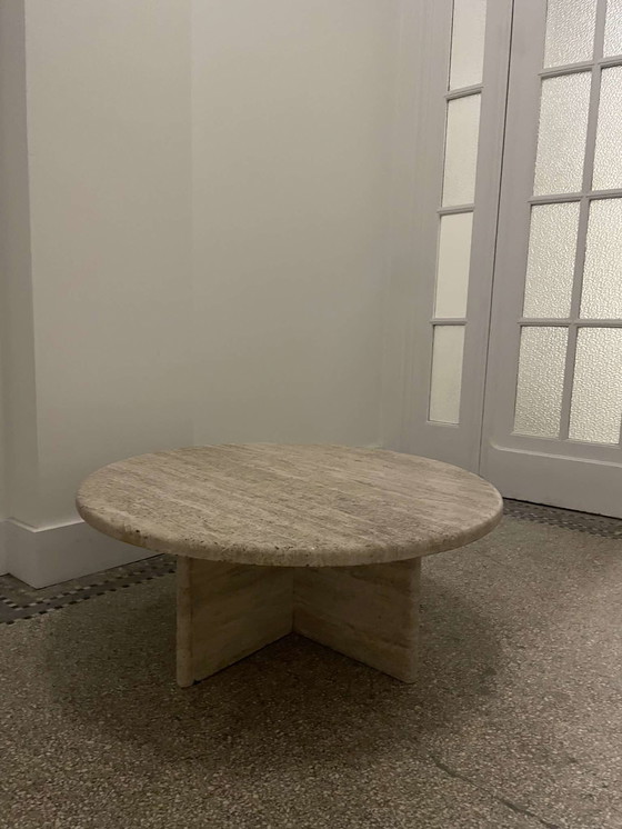 Image 1 of Table Basse Ronde En Travertin, Italy, 1970S