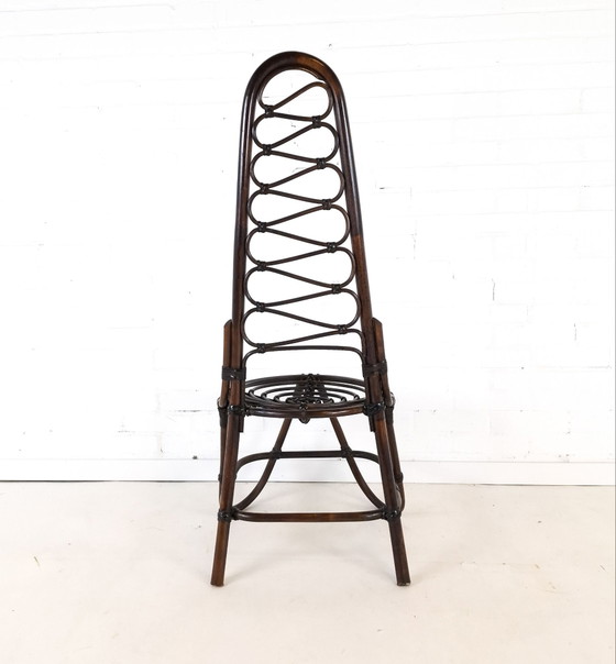 Vintage bamboo/cane dark brown chair Rohe Noordwolde – Stools (photo 4 of 6)