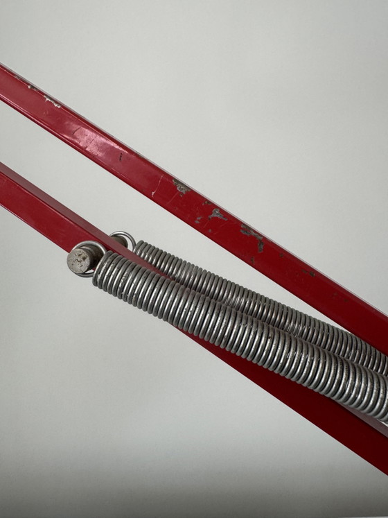 Image 1 of Vintage Red Articulated Architect Desk Lamp with Original Clamp – 1970s/1980s