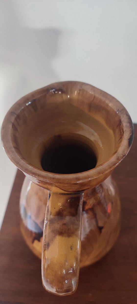 Image 1 of Vintage rustic ceramic pitcher. 1950s/1970s