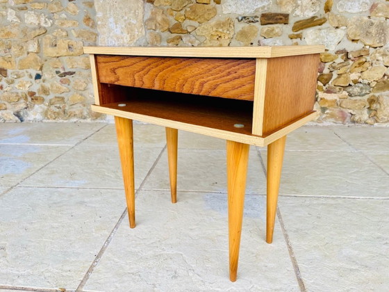 Image 1 of Mid-Century, Oak Nightstand , Circa 1960s 1970s