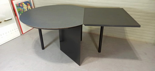 Vintage Postmodern Geometric Extendable Dining Table 