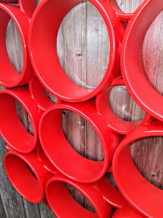 Image 1 of Space Age Wandpaneel Wandelement Wanddecoratie Rood