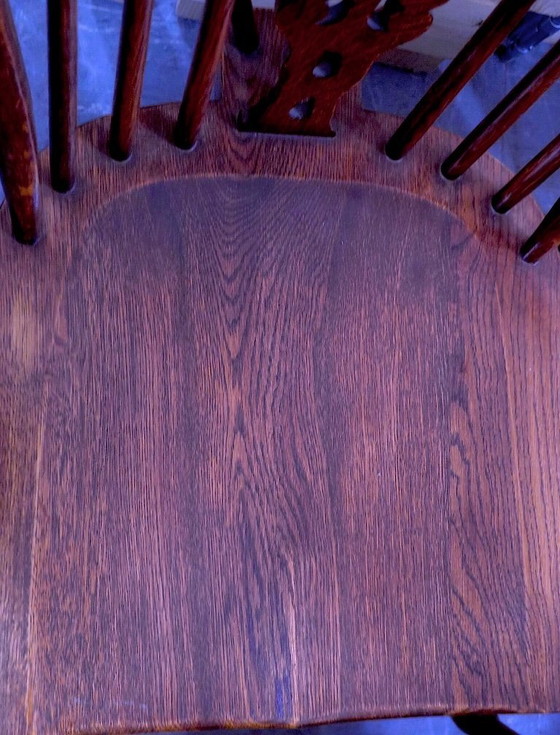 Image 1 of Set aus 6 Windsor-Stühlen mit Lyra-Rückenlehne aus massiver Eiche, Mitte des 20. Jahrhunderts, 1960er Jahre