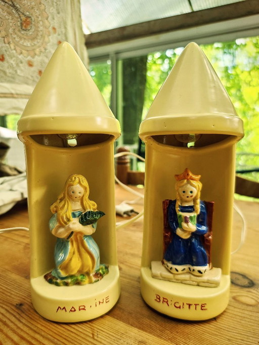 Par de luces de noche de cerámica - france 50's art populaire