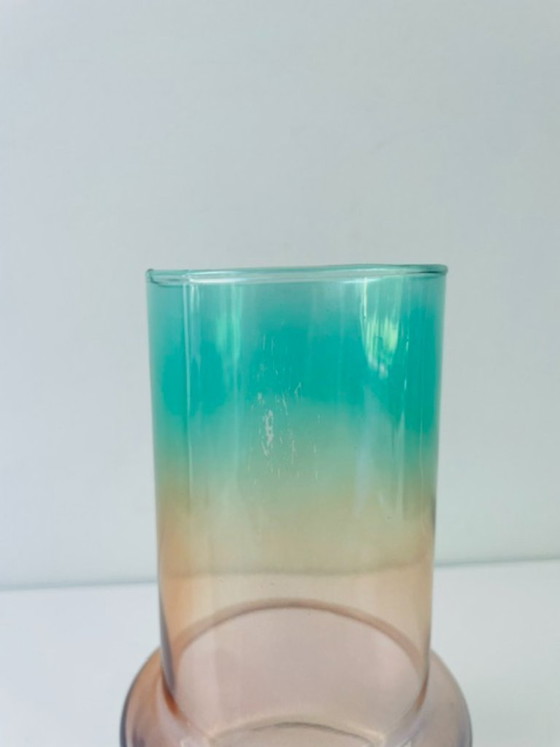 Image 1 of Modern glass designer vase with iridescent color gradient