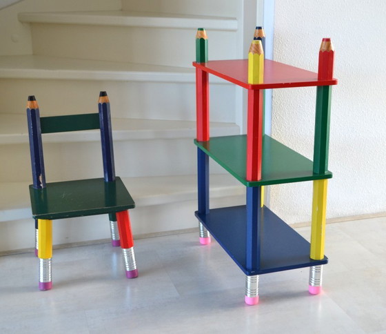 Image 1 of Pierre Sala vintage wandrek en stoel voor kind