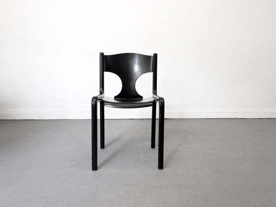 1/4 Augusto Savini Pozzi Chair Black Wood Brass 60s, Dining chairs (photo 9 of 12)