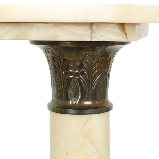Image 1 of Piédestal de colonne antique en marbre et bronze