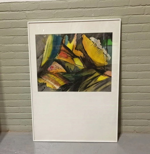 Vintage Origineel Aquarel Schilderij, Ingelijst