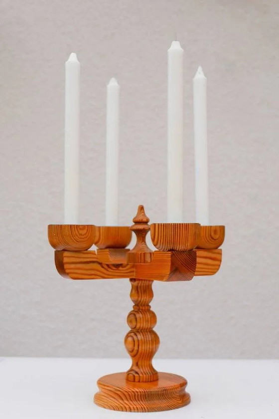 Image 1 of Bougeoir rustique en bois par Jan Johnsson pour Smålandsslöjd, Suède, 1975