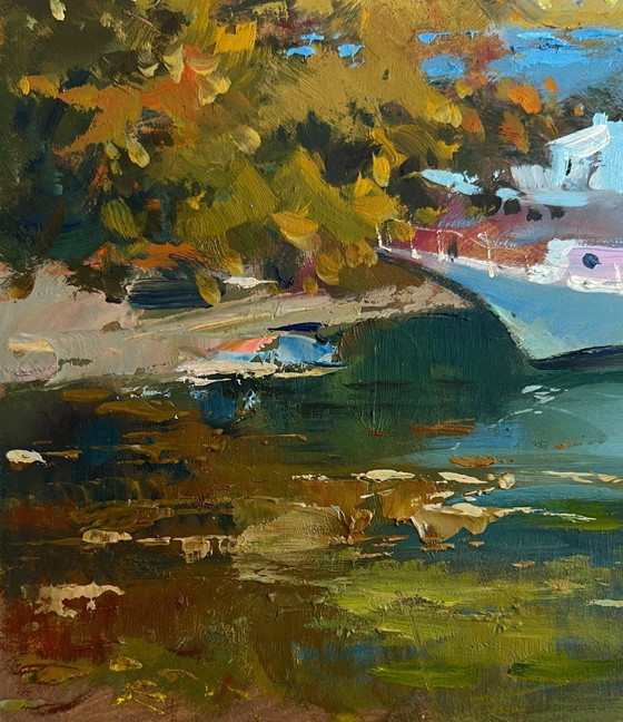Image 1 of Original Oil Painting Coastal River Landscape A storm is coming