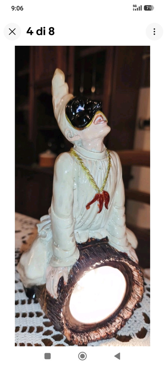 Pulcinella's Fortune Light - Table Lamp with Switch. – Capodimonte, Ceramic (photo 5 of 9)