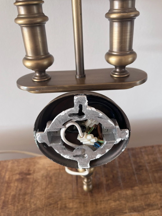 Splendida applique bouillotte doppia in ottone vintage, Crema (foto 8 di 8)